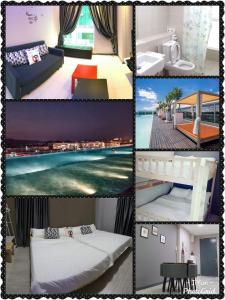 コタキナバルにあるJY Vacation Home New & Modern Suite Infinity pool-Sutera Avenueのホテルの部屋の写真のコラージュ +37枚の写真