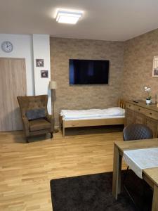 TV a/nebo společenská místnost v ubytování Apartmany Arber