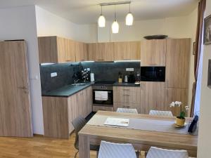 Kuchyň nebo kuchyňský kout v ubytování Apartmany Arber