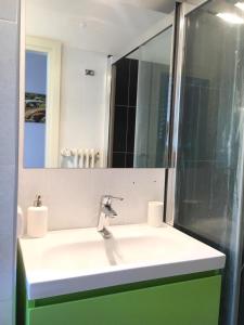 een badkamer met een wastafel en een spiegel bij Pigafetta n 52 in Turijn