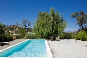 a swimming pool in a yard with a tree at Tessera Villa, a Serene Escape in Nature with Pool, By ThinkVilla in Spílion +40 photos