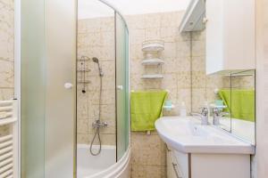 łazienka z prysznicem i umywalką w obiekcie Apartments Krc w mieście Pinezići