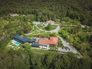 an aerial view of a building on a mountain at Phi Hotel Piajo in Nembro