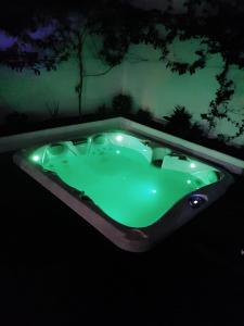 a green jacuzzi tub in a dark room at Villa Palmera in Maspalomas