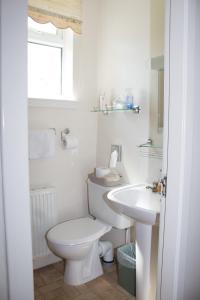 bagno bianco con servizi igienici e lavandino di Whitecroft B&B a Edimburgo