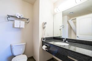 a bathroom with a sink and a toilet and a mirror at Vistas 115 - Modern Luxury amenities sleeps 4 in Sierra Vista +18 photos