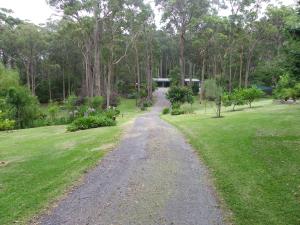 un camino de grava a través de un parque con árboles en Werekataba, en Mount Hutton