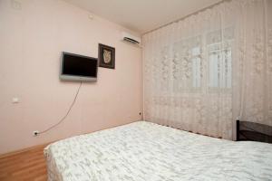 スタールイ・オスコルにあるApartment in Stepnoy Mikrorayonのベッドルーム1室(ベッド1台、壁掛けテレビ付)