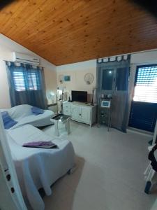 ein Schlafzimmer mit 2 Betten und einem TV in der Unterkunft Apartment Diana in Prvić Šepurine