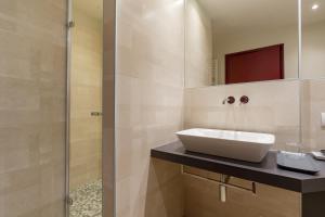 維洛納的住宿－Velluto Blu Apartment & Suite，一间带水槽和淋浴的浴室