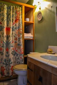 ダルビーティにあるThe Lady Maxwell Room at Buittle Castleのバスルーム(洗面台、トイレ、シャワー付)