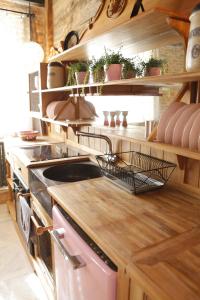 a kitchen with a sink and a counter top at L'annexe du chateau des Girards in Lans-en-Vercors