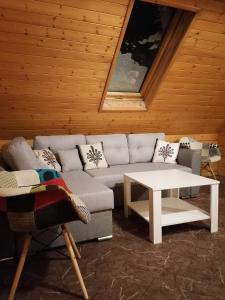 uma sala de estar com um sofá e uma mesa em Apartament Harenda em Zakopane