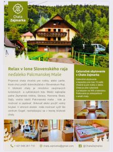 a page of a brochure of a house at Ubytovanie v súkromí - Chata Zejmarka in Mlynky 