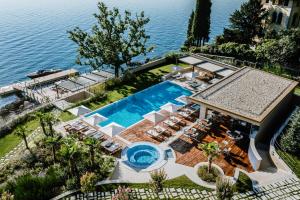 an aerial view of a resort with a swimming pool at Ikador Luxury Boutique Hotel & Spa in Opatija