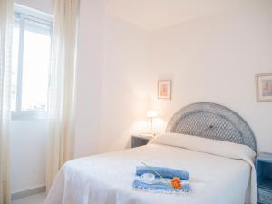 Łóżko lub łóżka w pokoju w obiekcie Apartamentos Irta Playa