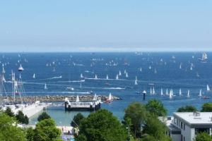 a view of a harbor with boats in the water at Deine Auszeit in Kiel