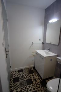 uma casa de banho com um lavatório e um WC em Villa Jean Julien - Le Guéry - Appartement T2bis - 2 chambres - 4 personnes em Le Mont-Dore