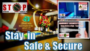 een flyer voor een veilige winkel bij Eight Days Boutique Hotel - Mount Austin in Johor Bahru