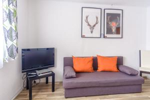 TV o dispositivi per l'intrattenimento presso Ferienwohnung Agerblick 3 Zimmer mit Küche, 83m2
