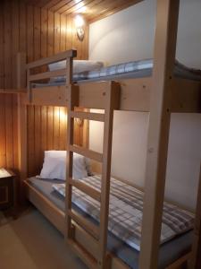 a bunk bed room with two bunk beds in a cabin at Appartement Gorgasser im Berghaus Glockner in Heiligenblut