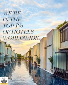 a sign that reads were in the top hotels worldwide at Let's Sea Hua Hin Al Fresco Resort in Hua Hin