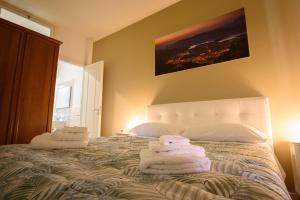 皮亞納德利亞爾巴內西的住宿－GUEST HOUSE PIANA DEGLI ALBANESI，一间卧室配有带毛巾的床