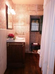 een badkamer met een wastafel en een toilet bij Casa del Cura de Oliveira in Gondomar