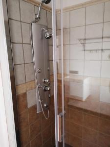 a shower with a glass door in a bathroom at La Casona Canaria Boutique Home B & B in Agüimes
