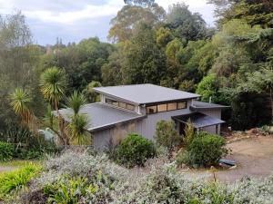a house in the middle of a forest at Kia Noho in Havelock North