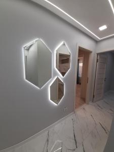 una stanza con due specchi sul muro di Secheni Apartment a Užhorod