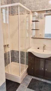 a bathroom with a shower and a sink at Appart hôtel plage des capucins in La Ciotat