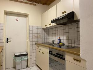 a kitchen with a sink and a stove top oven at WA120 - Monteurwohnung in Wackersdorf in Wackersdorf