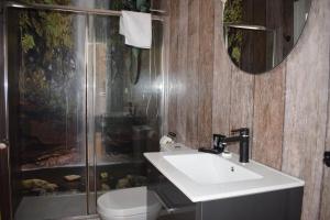 a bathroom with a sink and a shower at Alannia Costa Blanca in Crevillente