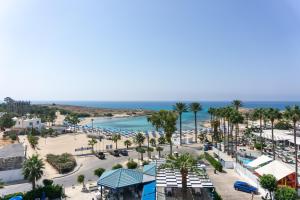 an aerial view of the beach and the ocean at Anonymous Beach Hotel (Adults 16+) in Ayia Napa
