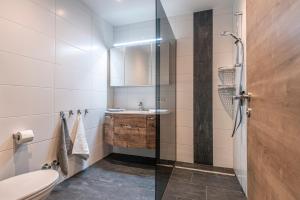 a bathroom with a toilet and a sink at Appartements Steiger in Bad Hofgastein +42 photos