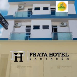 ein Bild eines Gebäudes mit Hotelschild in der Unterkunft Prata Hotel in Santarém