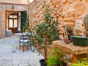 a patio with a table and a potted plant at House Ca Na Polida in Alcudia
