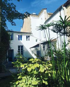 een wit huis met planten ervoor bij MAISON MATEJEWSKI chambre d'hôtes avec jardin in Blaye
