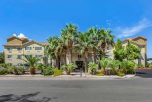 ツーソンにあるComfort Inn & Suites North Tucson Maranaのヤシの木が立ち並ぶ建物