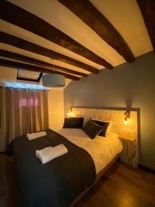 a bedroom with a large bed in a room at La Propriete de Bacchus in Saumur