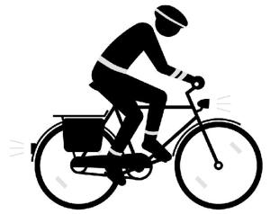 un hombre montando una bicicleta con una canasta. en PrivateRoomsAE, en Essen