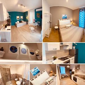 un collage de quatre photos d'une pièce dans l'établissement HOME CITY, à Castellammare del Golfo