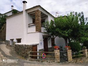 Una casa blanca con un árbol delante. en Casa Alpujarreña Fina Número 27, en Bubión