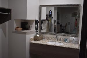 a bathroom with a sink and a mirror at Grand Villa - Humble in Humble