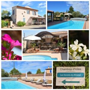 a collage of pictures of a house and a pool at Les Secrets du Mistral in Valensole