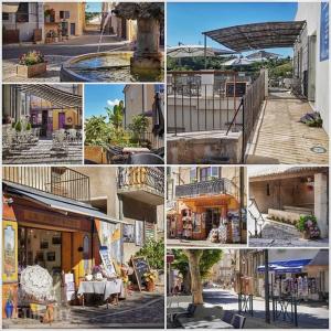 a collage of different pictures of a building at Les Secrets du Mistral in Valensole