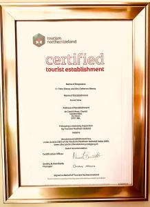 a picture of a certificate in a picture frame at Forest View - Castlewellan, County Down in Belfast