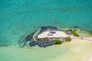 eine Luftansicht einer Insel im Meer in der Unterkunft Four Seasons Resort Mauritius at Anahita in Beau Champ