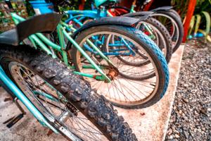 bicycles parked next to each other at Casitas Las Flores in Puerto Viejo